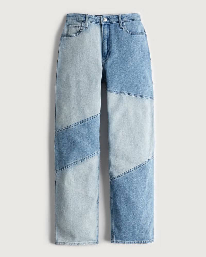Ultra High-Rise Patchwork Dad Jeans | Hollister (UK)