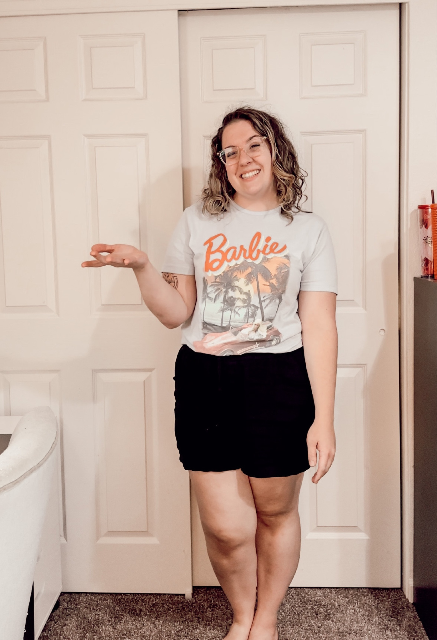 Midsize Old Navy Barbie shirt and linen shorts summer outfit 

#LTKunder50 #LTKstyletip #LTKcurves