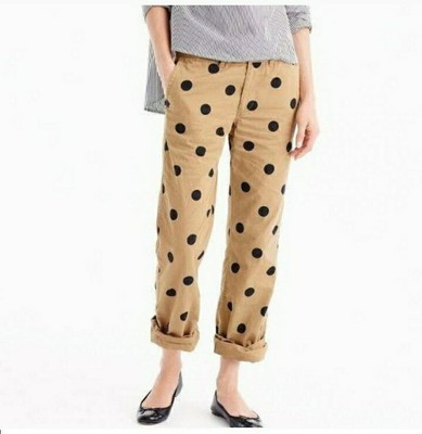 J Crew Polka Dot Boyfriend Chino 6T Tan with Navy Dots | eBay US