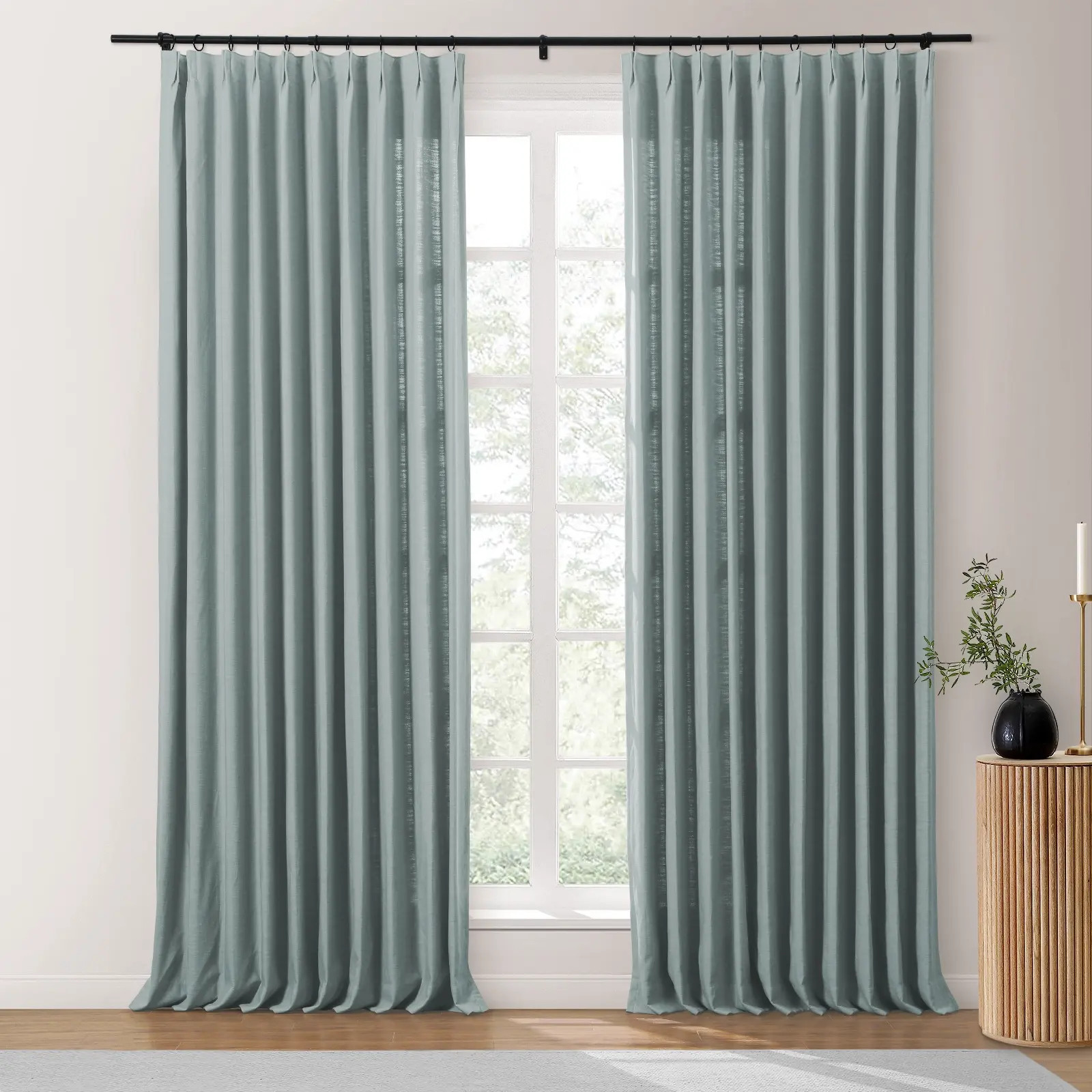 Isabella Heavyweight Cotton Drapery Pleated - Smoke Blue 7084-18 | TWOPAGES