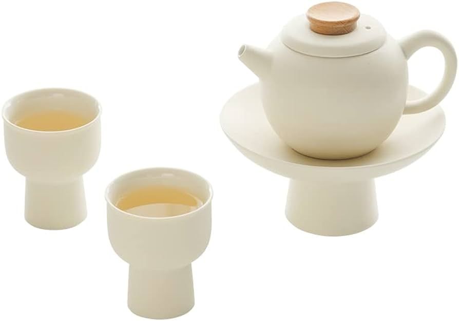 Mini Tea Set, High-legged Tea Cups, Elegant and Minimalist, Matte Crème | Amazon (US)