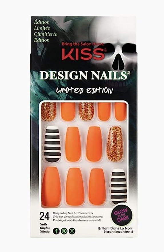 Kiss Matte Orange Copper Glitters Long Length Coffin Ballerina Shape Nails 83031 Crow-Eek Glow-in... | Amazon (US)
