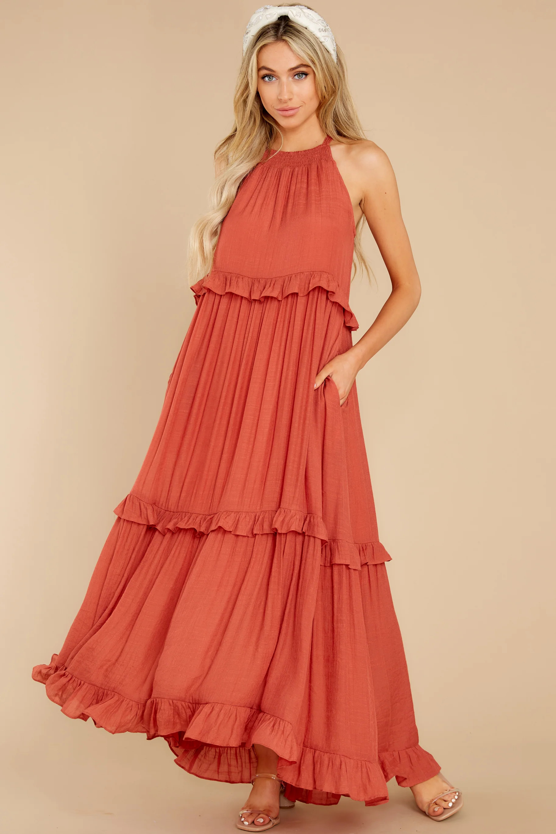 Inspire Chic Rust Maxi Dress Orange | Red Dress 