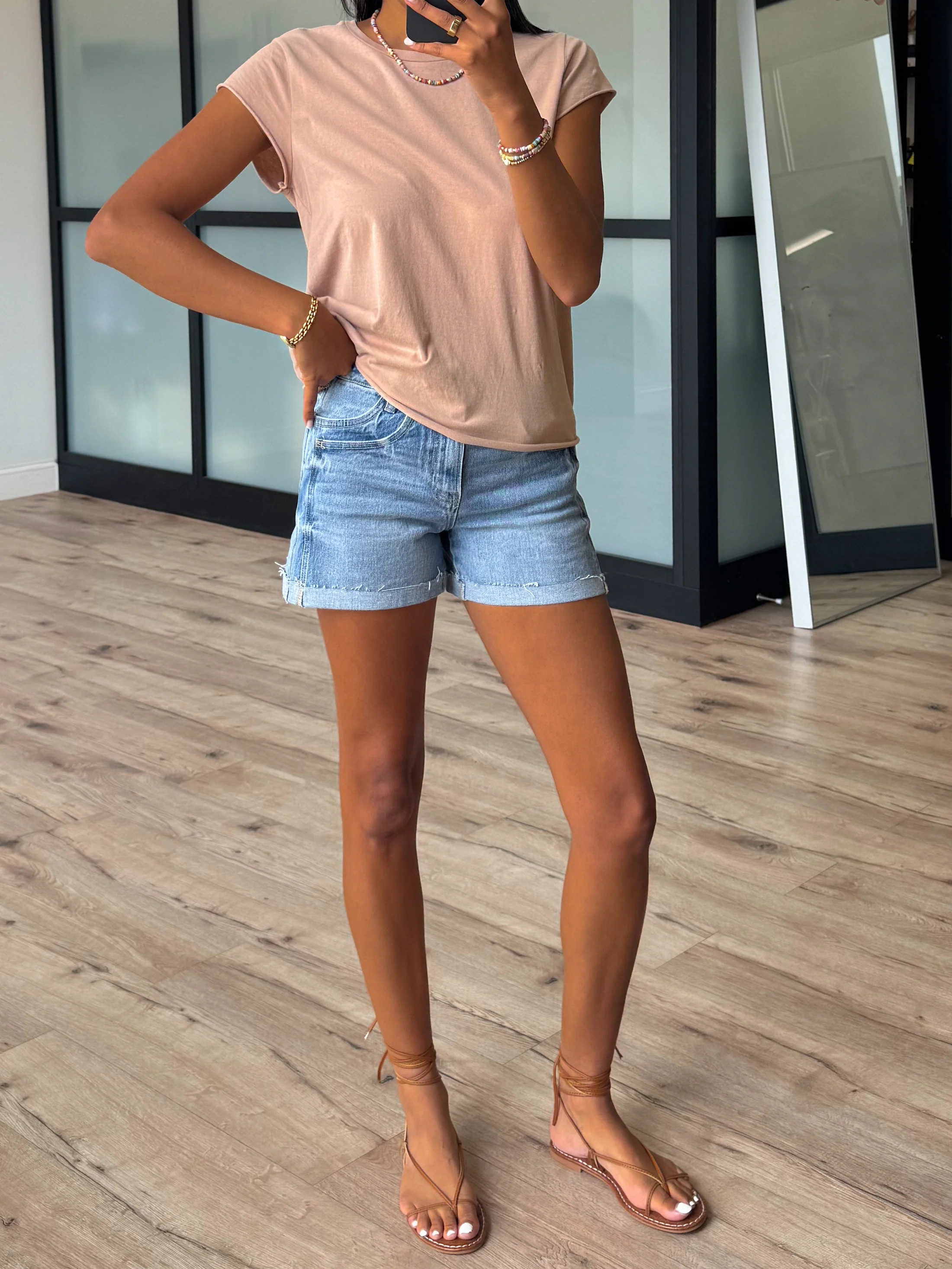 Raw Edge Cotton Tee | Taupe | Talulah