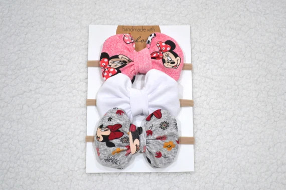 Baby Girl Disney Tiny Bow Nylon Bow Headband Nylon Bands | Etsy | Etsy (US)