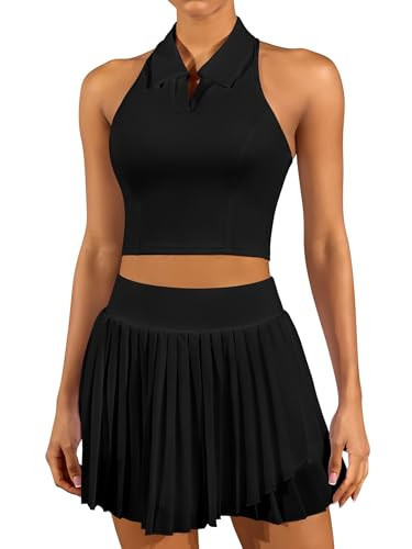 ATTRACO Black Tennis Dresses Pleated Golf Outfits for Women Pickleball Dress with Pockets S | Amazon (US)
