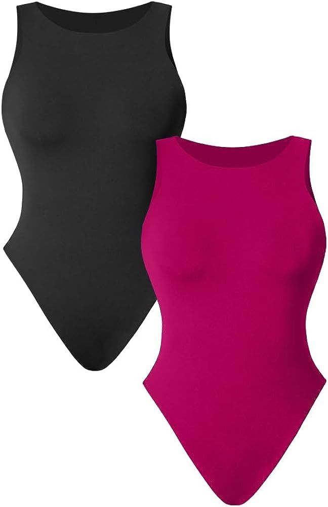 HYZ Women's 2 Piece Leotard Summer Sexy Tank Sleeveless Going Out Bodysuit Tops | Amazon (US)