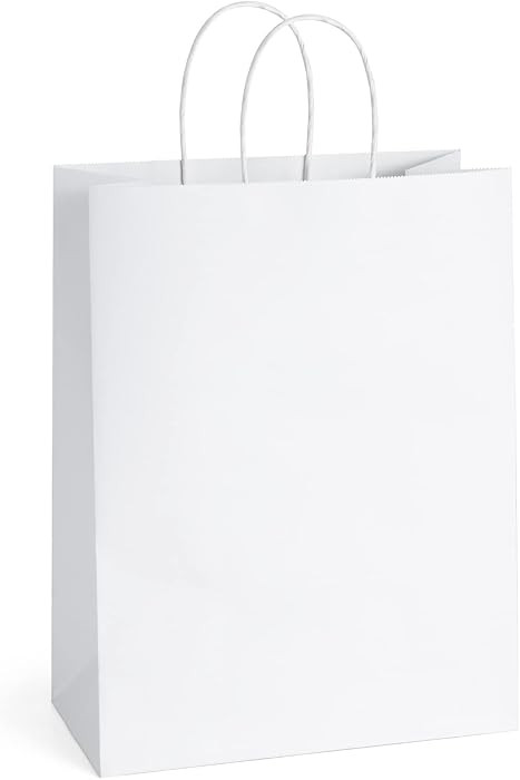 Kraft Paper Bags with Handles 10x5x13 Inch Large White 25 Pack | Amazon (US)
