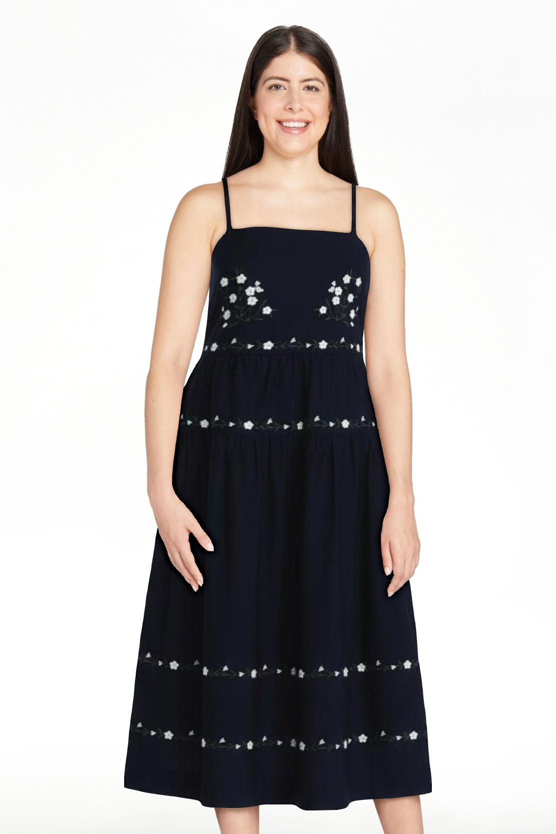 Free Assembly Women's and Women's Plus Embroidered Cotton Midi Dress, Sizes XS-4X | Walmart (US)