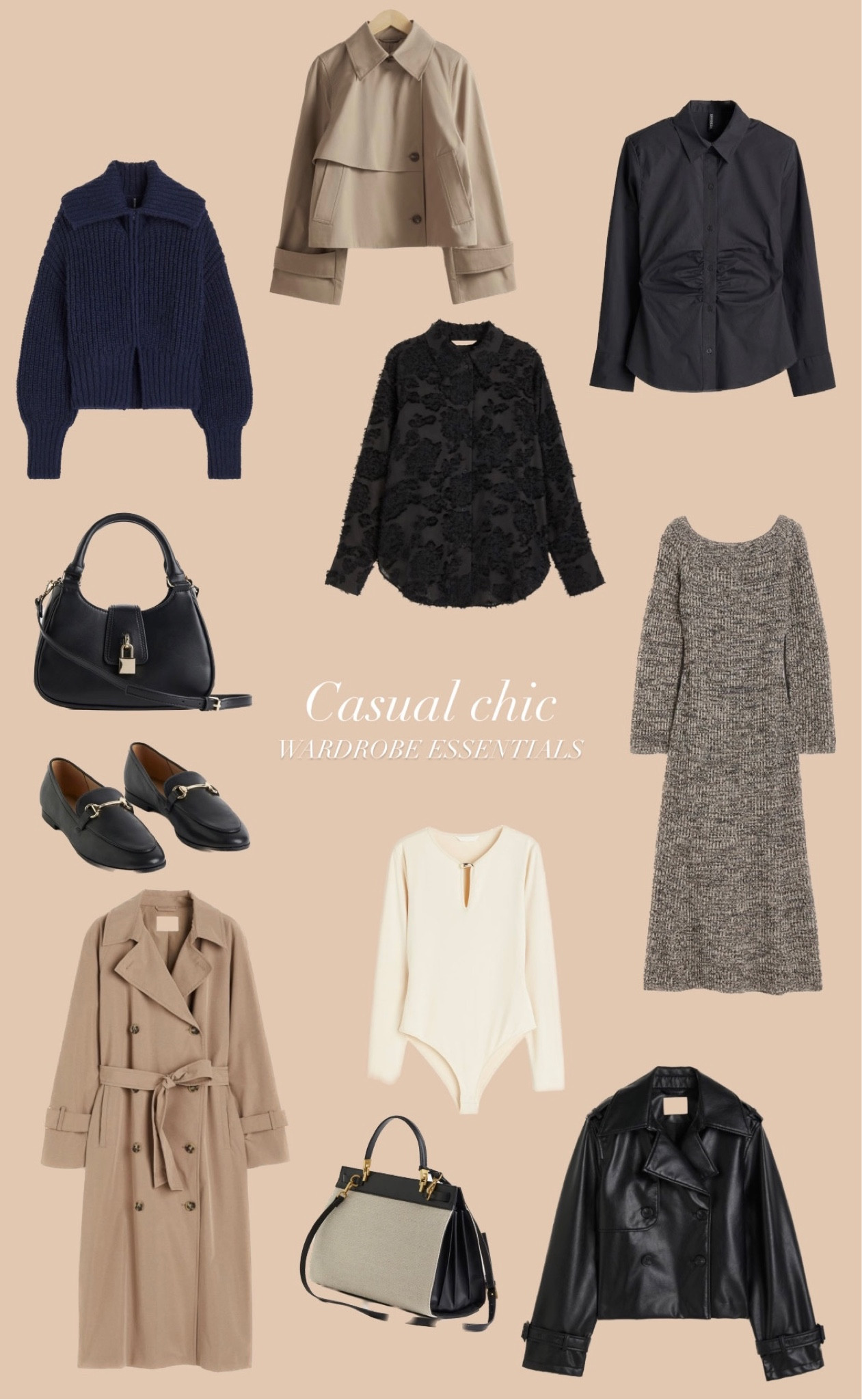 Casual chic capsule wardrobe essentials // old money, classy, casual, trench coat, French style, Paris style, gold details, hand bags, classy dress, knitwear, beige style, minimalist

#LTKSeasonal #LTKeurope #LTKstyletip