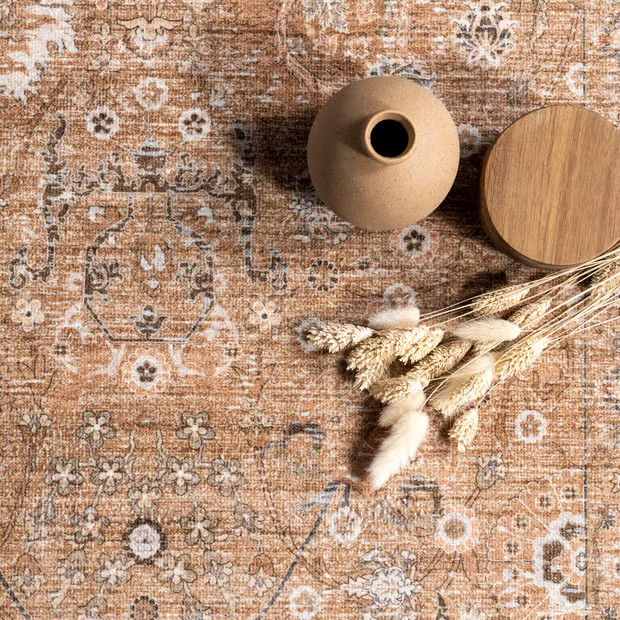 Rust Bayberry Vintage Washable Area Rug | Rugs USA
