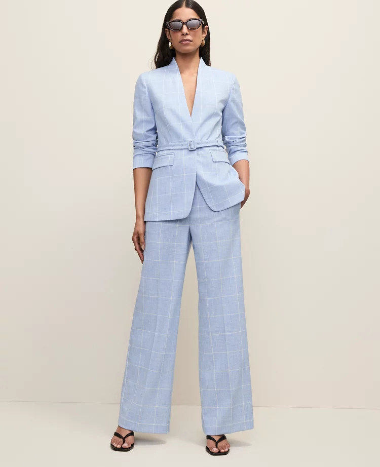 The Collarless Belted Blazer in Windowpane | Ann Taylor