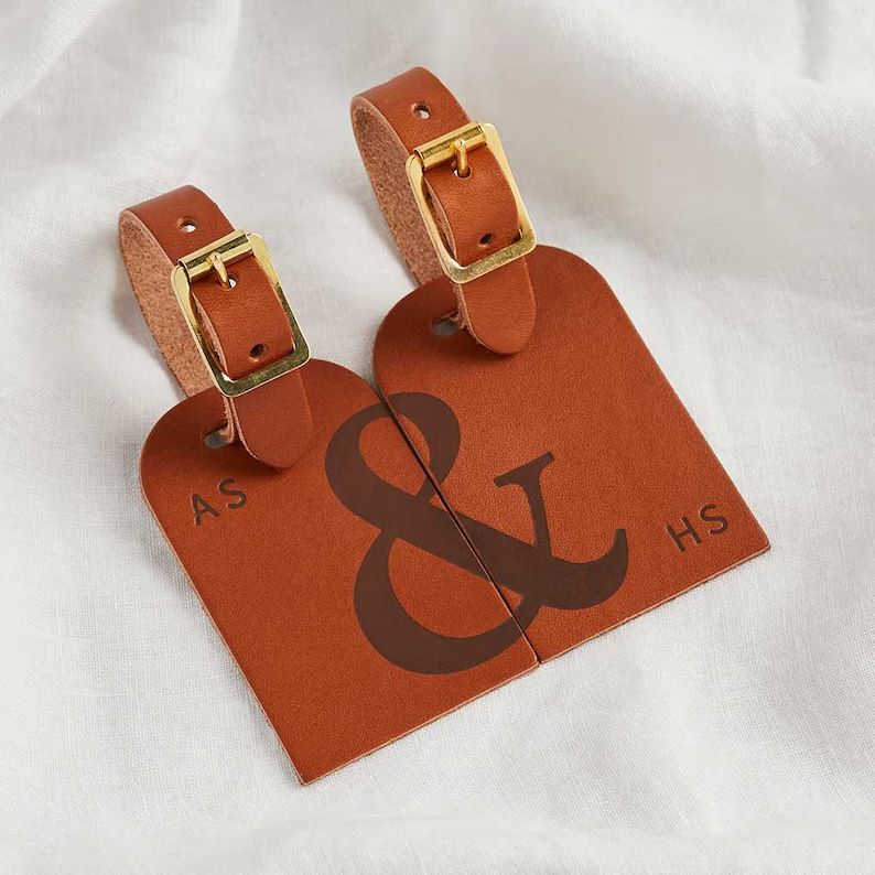 Personalised Couples Leather Luggage Tag Set His & Hers - Etsy | Etsy (US)