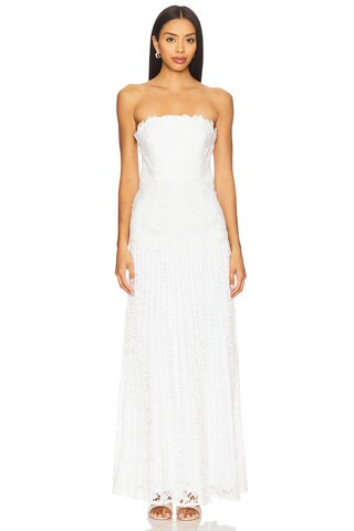 MILLY Norelle Strapless Pleated Dress in White from Revolve.com | Revolve Clothing (Global)