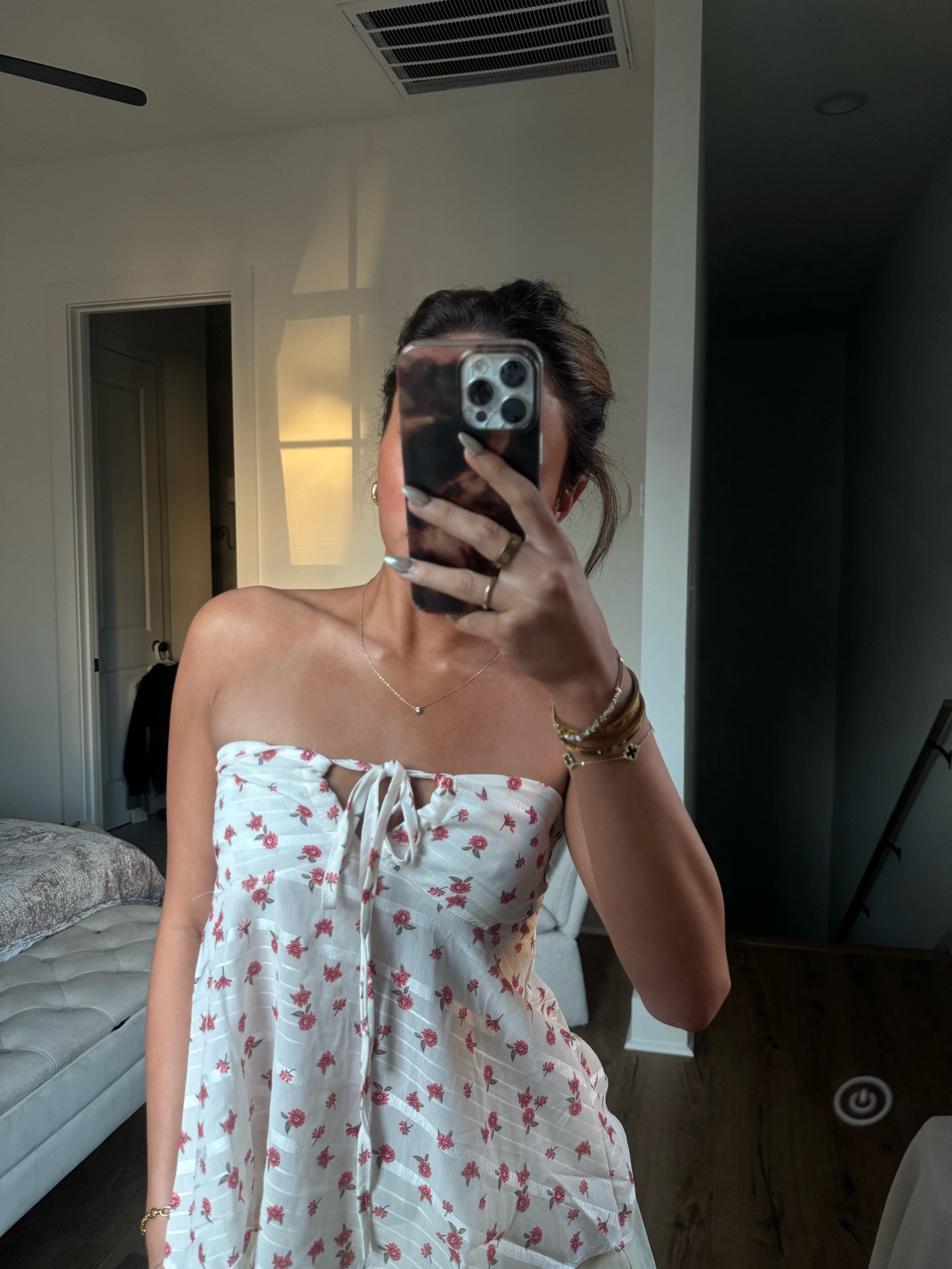 floral strapless top
