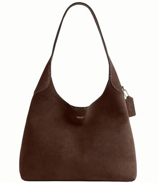 COACH Suede Brooklyn 32 Hobo Shoulder Bag - Warm Brown | Dillard's