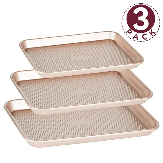 WEPSEN Baking Sheet Pan Set of 3,Carbon Steel Cooking Pans,Diamond Texture Pattern,0.8mm Thick He... | Walmart (US)