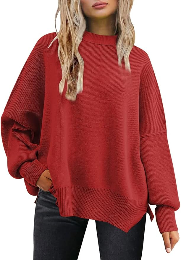 EFAN Women's Oversized Sweaters 2023 Fall Crewneck Batwing Sleeve Pullover Sweaters | Amazon (US)