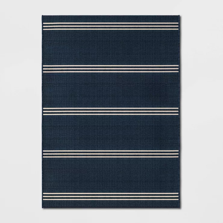 Stripe Outdoor Rug Navy - Threshold™ | Target