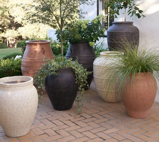 Sienna Fiber Stone Outdoor Planters | Pottery Barn (US)