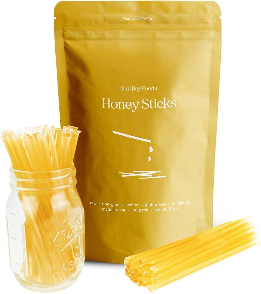 SBO Honey Sticks - 100 Count of Raw Unfiltered Non-GMO Single Serve Pure Honey Stick Packets for ... | Amazon (US)