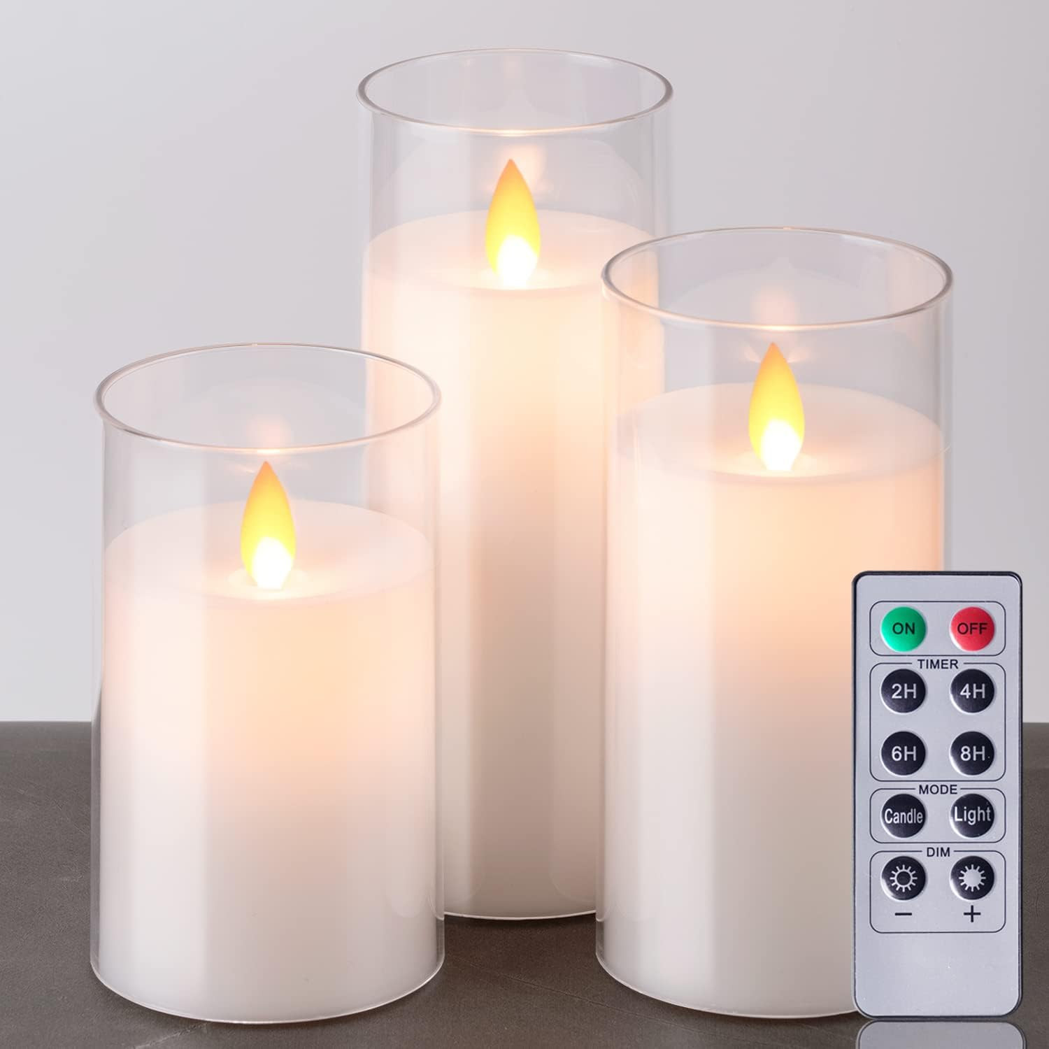 Raycare Pure White Acrylic Flameless Candles Battery Operated, Flickering Fake LED Pillar Candles... | Amazon (US)