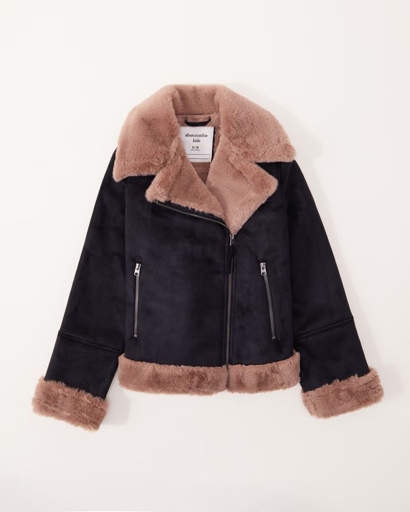 shearling suede biker jacket | Abercrombie & Fitch (US)