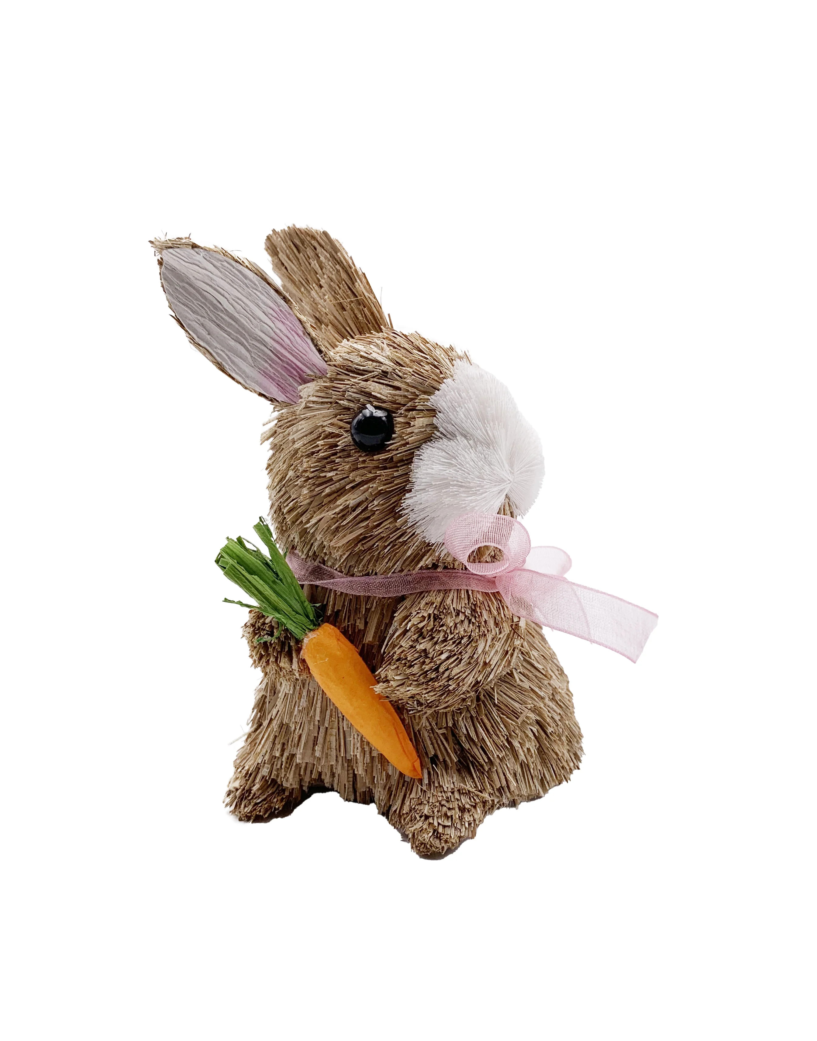 Way To Celebrate Easter 5.5-inch Height Pink Bow Sitting Girl Sisal Bunny Tabletop Decor - Walmar... | Walmart (US)