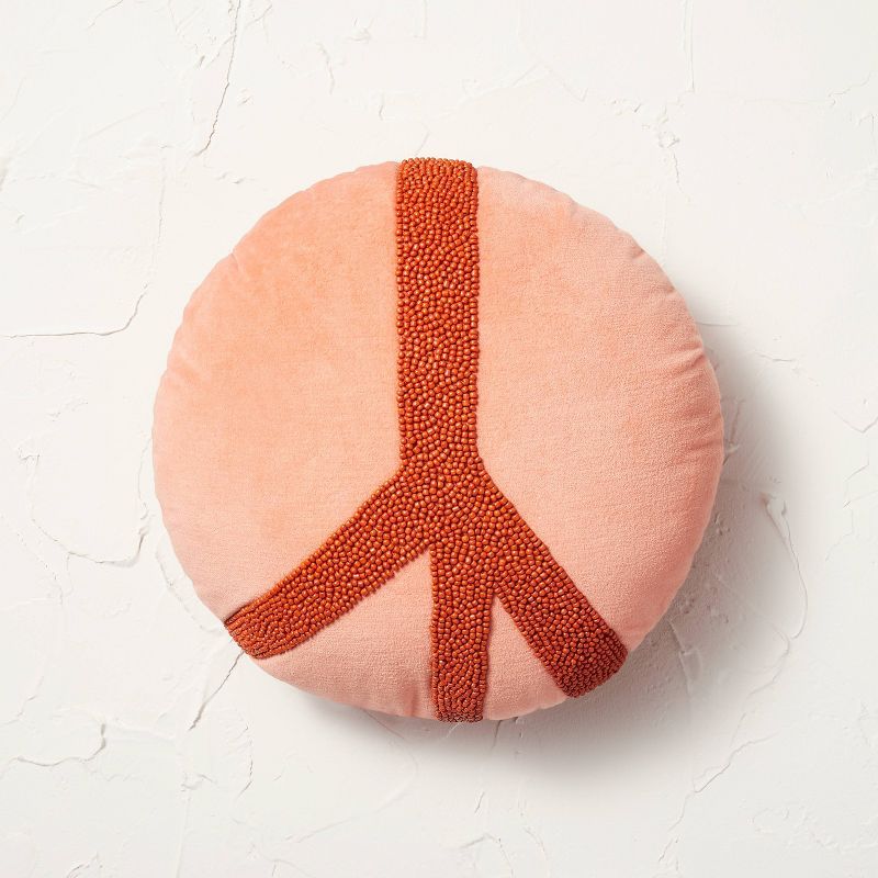 Beaded Peace Sign Round Throw Pillow - Opalhouse™ designed with Jungalow™ | Target