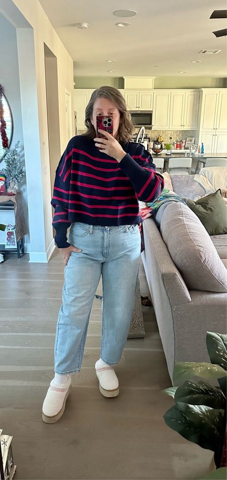 The crop cut on this Amazon sweater is absolutely perfect - wearing a L but definitely could have done a M so stick TTS. 

These are some of my favorite jeans lately, just loving the cut & rinse so much. 

#LTKover40 #LTKshoecrush #LTKstyletip