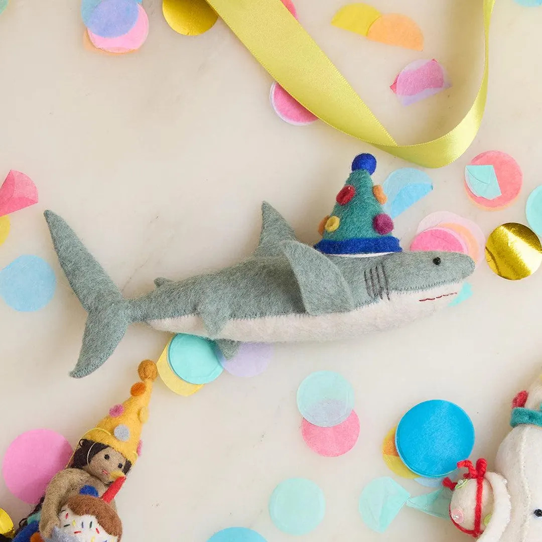 Party Hard Great White Shark Ornament, Hand Felted Celebration Animal Charm, Handmade Festive Dec... | Etsy (US)