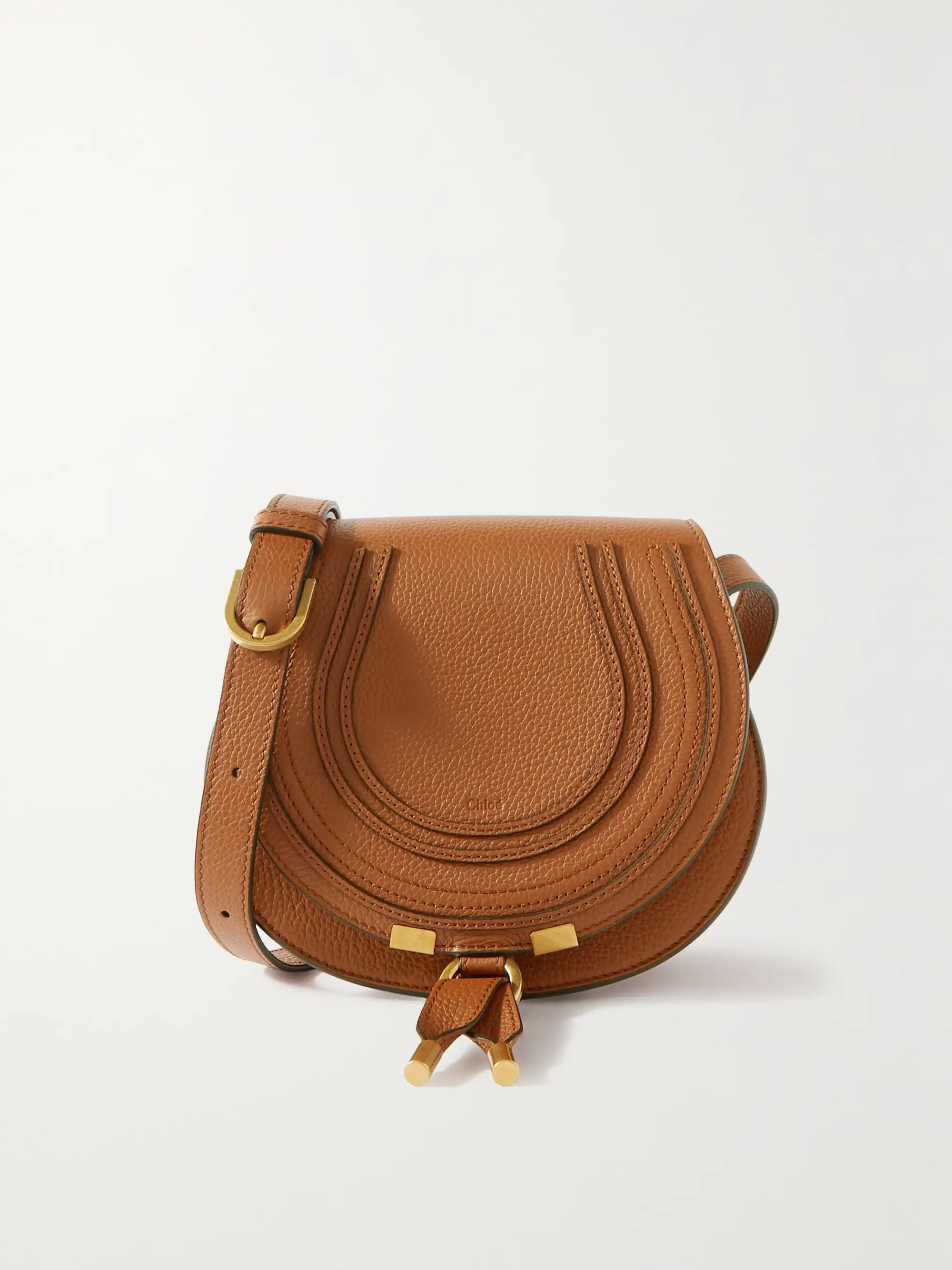 Chloé - Marcie Mini Textured-leather Shoulder Bag - Brown | NET-A-PORTER (US)