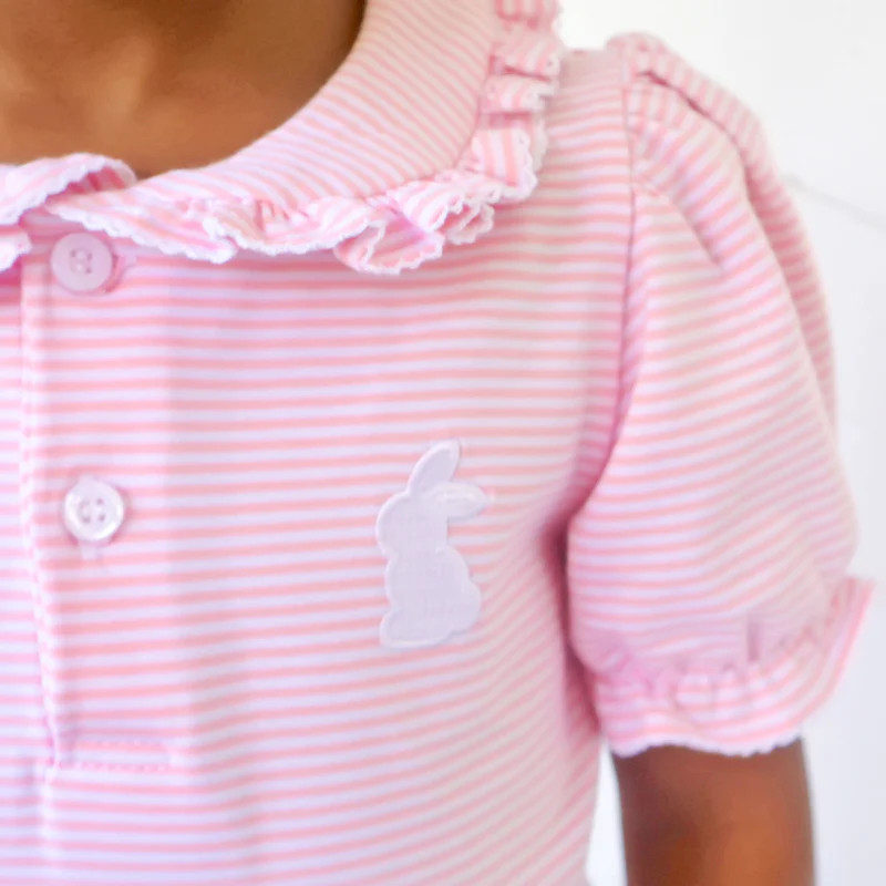 Bunny Pink Stripe Peter Pan Henley Dress | Classic Whimsy