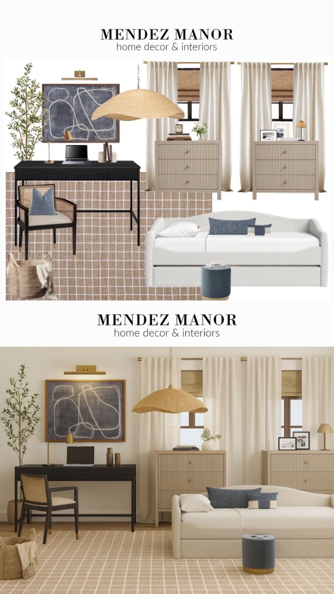 We love a multifunctional space! This home office/guest bedroom combo serves two purposes and our client couldn’t be happier! 

With my virtual interior design services I am able to help my clients create a professional level of design within their home. 

When you work with me you will go from being stuck in a Pinterest rabbit hole to having a clear vision, mapped out plan & expert guidance for creating a home you dream of! 

Click the link in bio to learn more and book a free virtual design consultation. 

#daybed #curtains #arearug #checkeredrug #workfromhome

#LTKSaleAlert #LTKHome #LTKmomlife