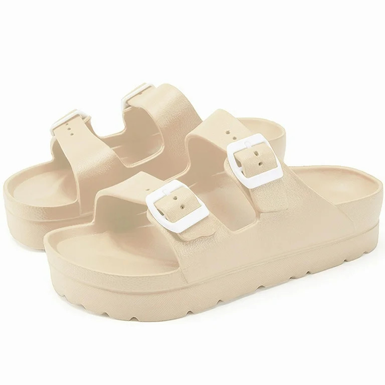 LAVRA Women Plaform EVA Slides Sandals | Adjustable Double Buckle Flatform Shoes | Rubber Beach S... | Walmart (US)