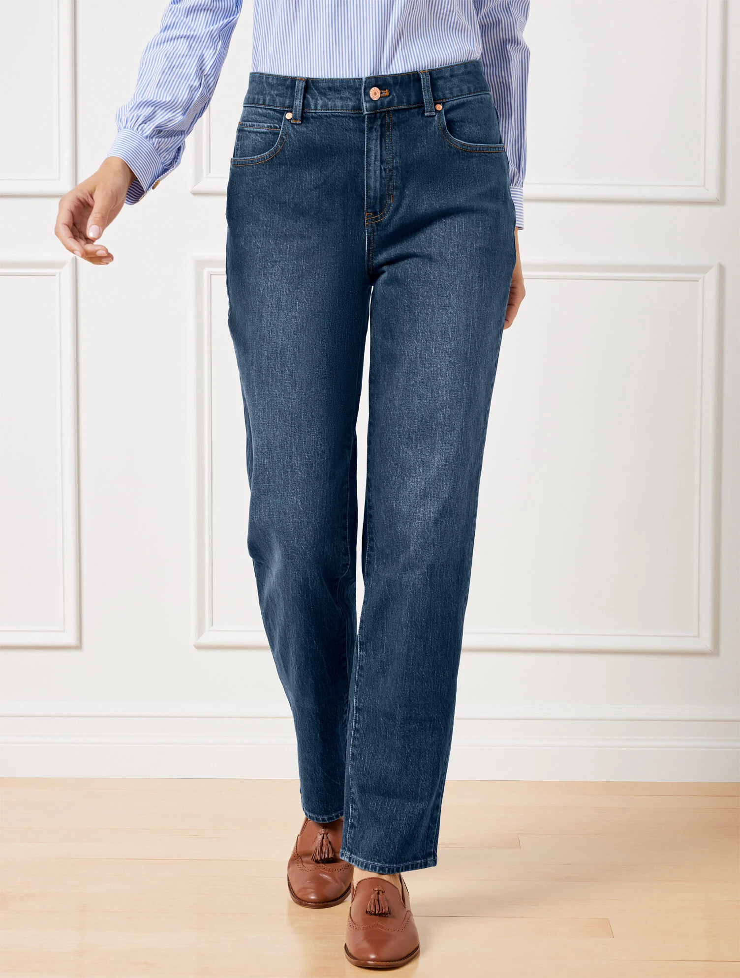 High Waist Relaxed Jeans - Huron Wash | Talbots