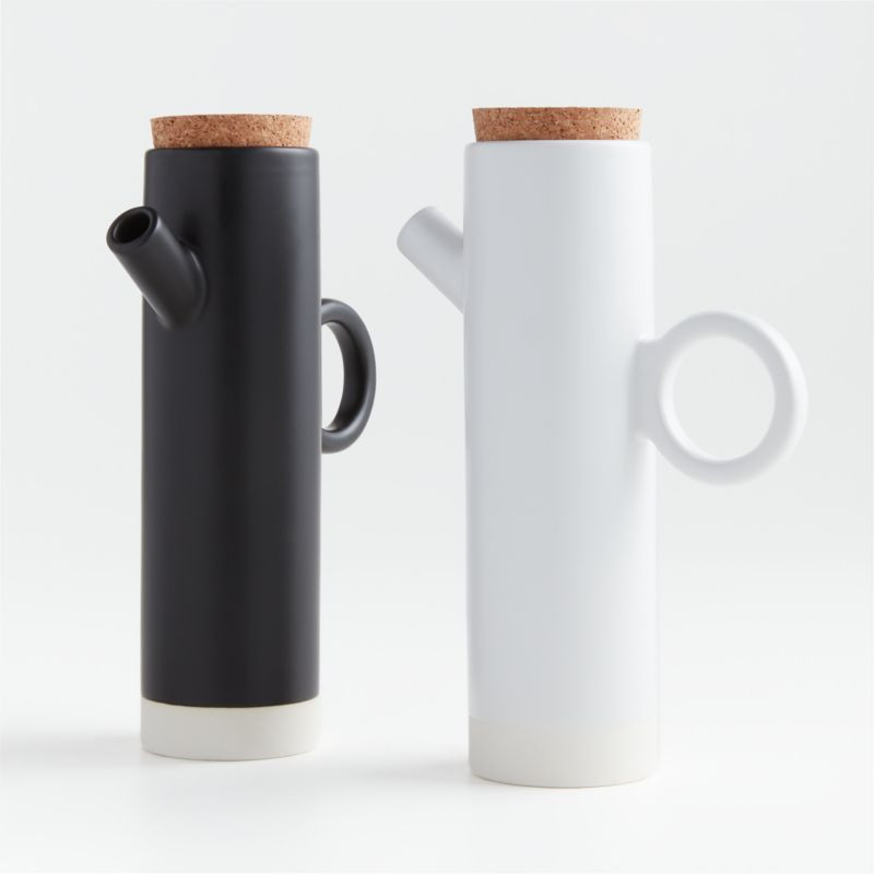 Shaillee Matte Black and White Cruet Set + Reviews | Crate and Barrel | Crate & Barrel
