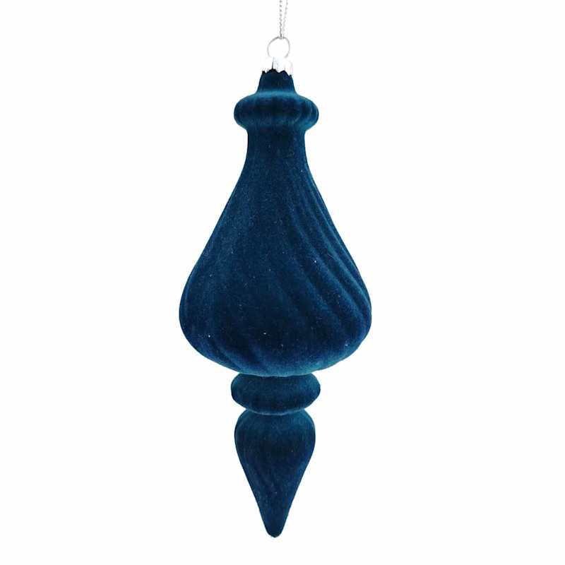 Navy Blue Flocked Finial Ornament, 7" | At Home
