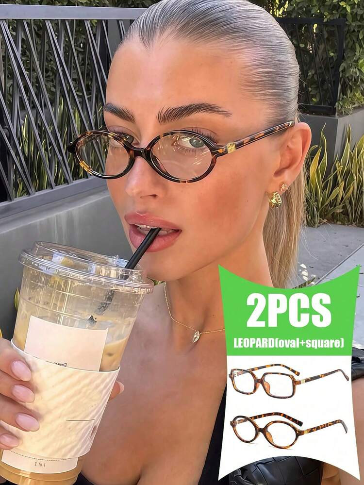 2pcs Retro Hip Hop Small Oval Eyeglasses For Women, Minimalist & Versatile Fashion Glasses | SHEIN