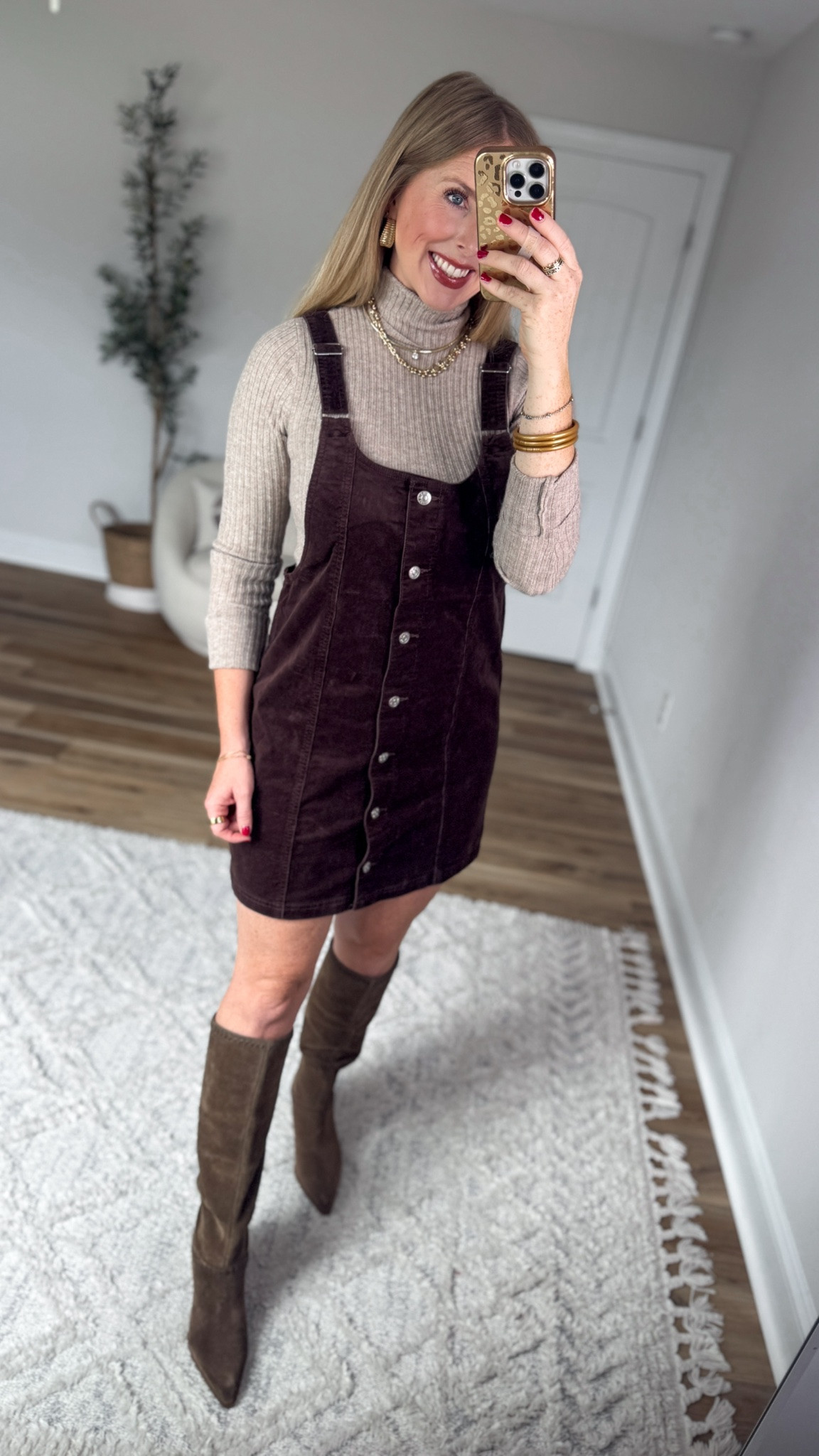 Weekend Walmart Wins try-on
Ribbed sweater- medium 
Corduroy jumper- large, size up for length

#LTKootd