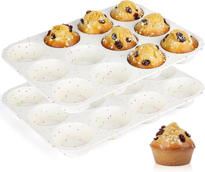 CAKETIME Silicone Muffin Pan, Cupcake Pan 12 Cups Regular Size Muffin Tin Non Stick Muffin Pan fo... | Amazon (US)