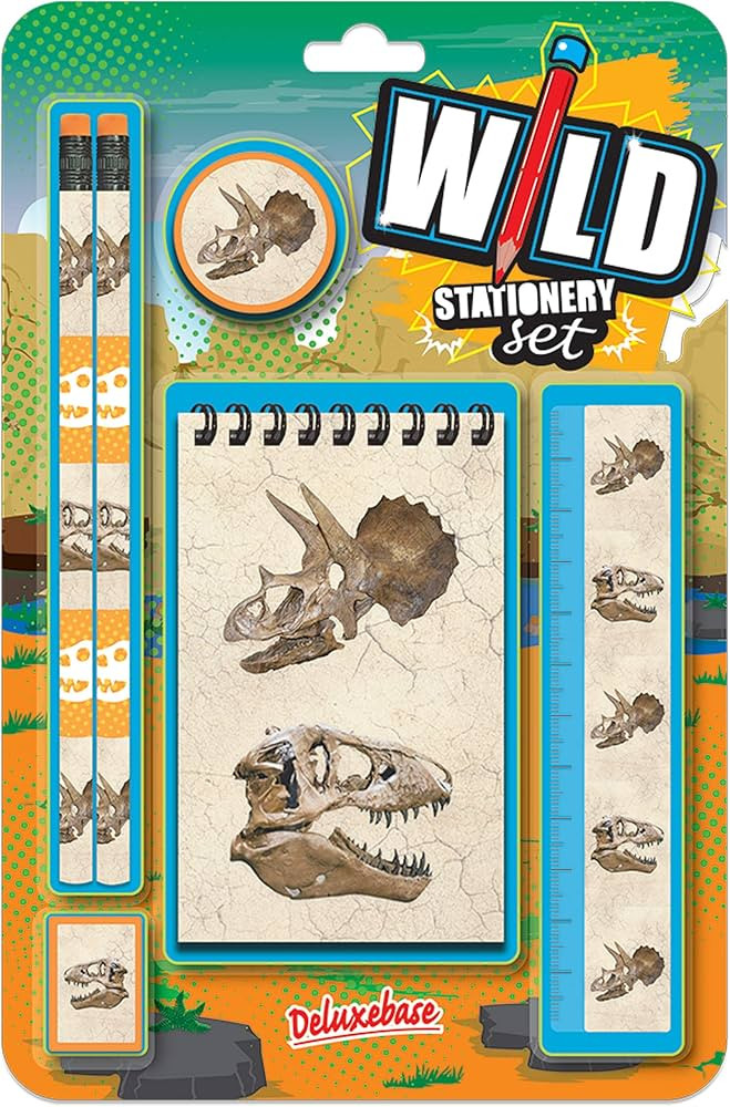Deluxebase Wild Stationery Set \u2013 Dinosaur, 6 Piece School Supplies Set including Notebook, 2... | Amazon (UK)