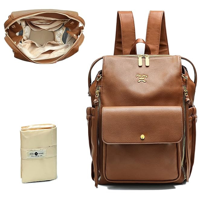 Diaper Bag Backpack Baby Diaper Bag for Girls and Boys by miss fong,Leather Diaper Bag Backpack D... | Amazon (US)