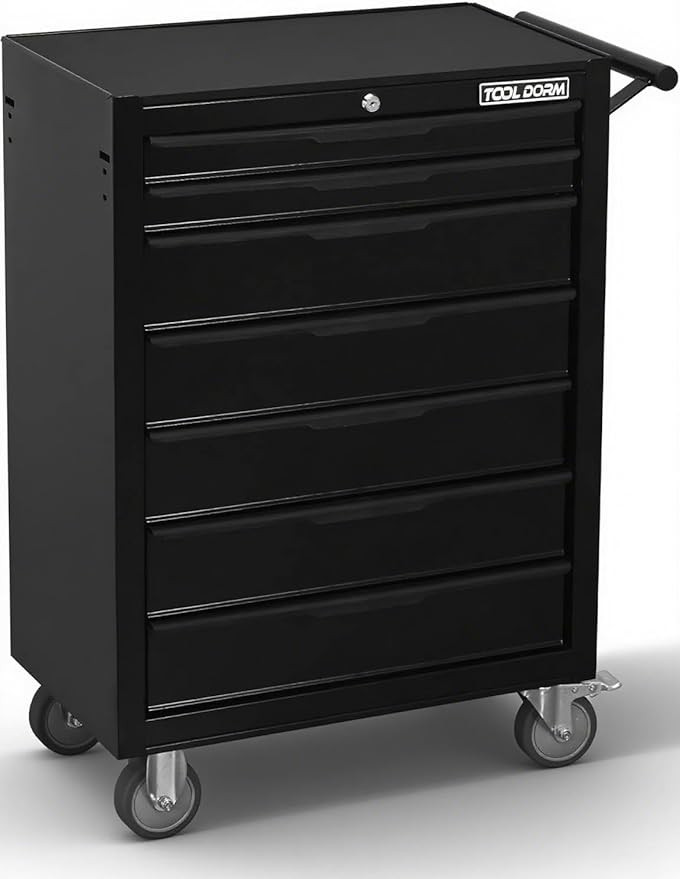 Rolling Tool Chest, 7-Drawer Small Tool Cabinet, Metal Tool Box with Wheels & Locking System, Erg... | Amazon (US)