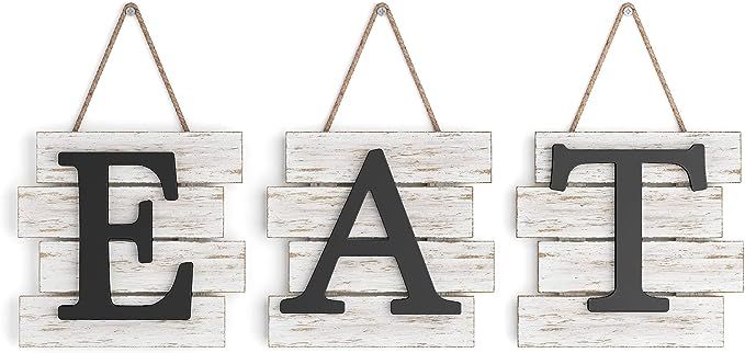 Barnyard Designs Eat Sign Wall Decor, Rustic Farmhouse Decoration for Kitchen and Home, Decorativ... | Amazon (US)