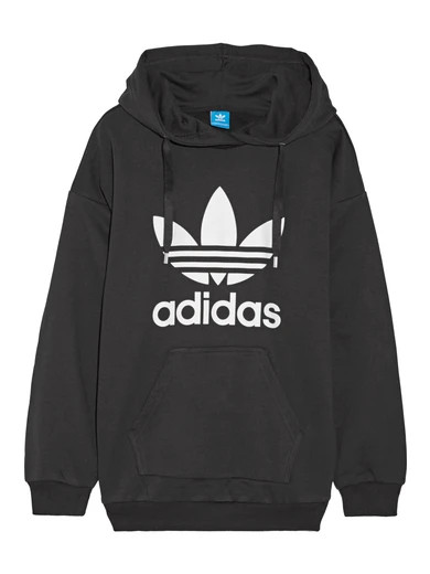 adidas Originals - Printed French Cotton-blend Terry Hooded Top - Black | NET-A-PORTER (UK & EU)