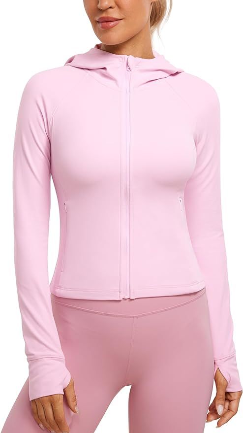 CRZ YOGA Womens Butterluxe Full Zip Workout Hoodie Jackets Slim Fit Hooded Athletic Yoga Jacket w... | Amazon (US)