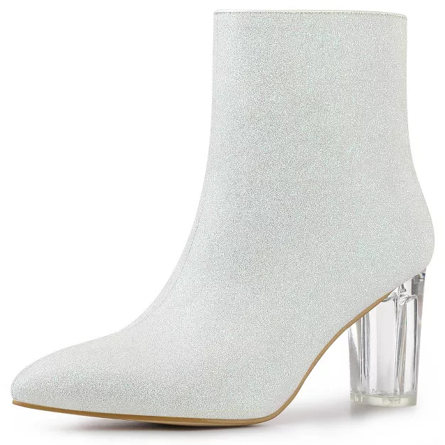Allegra K Women's Clear Block Heel Glitter Ankle Boots | Target
