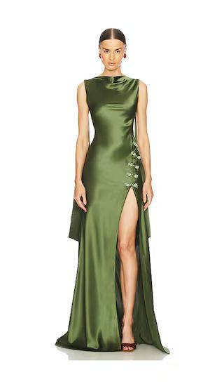 Priscilla Gown in Olive Green Dress | Green Wedding Guest Dress Green | Revolve Clothing (Global)