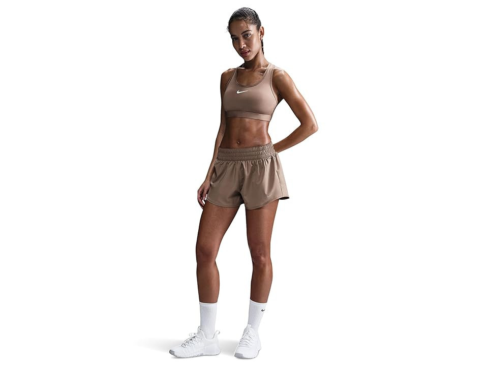 Nike Swoosh Medium Support Bra Women's Bra Mink Brown/White : MD (US 8-10), Mesh/Polyester/Spandex | Zappos